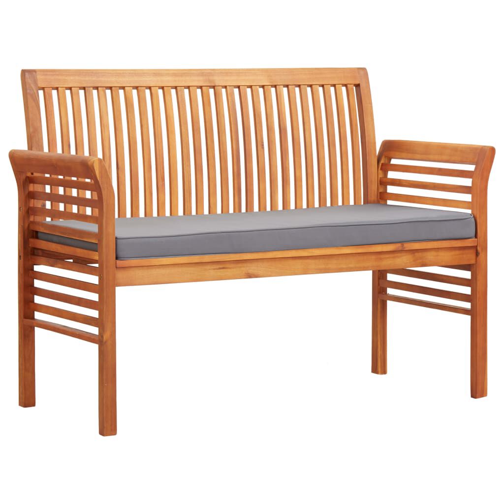 Bancă grădină cu 2 locuri &amp; pernă, 120 cm, lemn masiv acacia