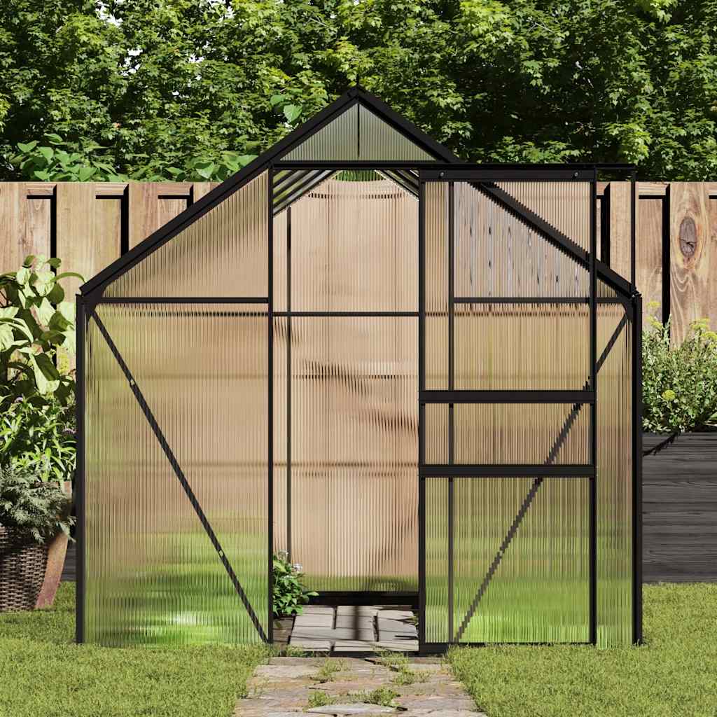 Seră cu cadru de bază, antracit, 5,89 m², aluminiu