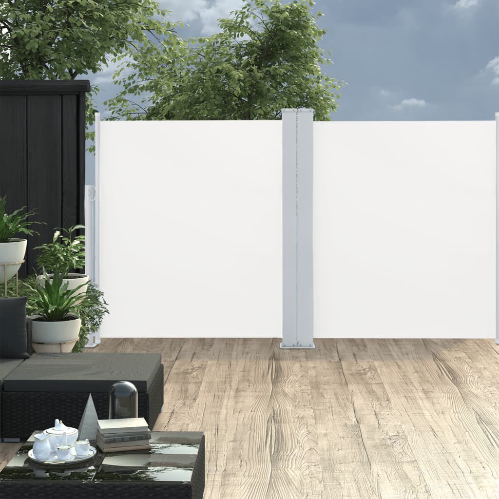Copertină laterală dublă retractabilă, crem, 170 x 600 cm