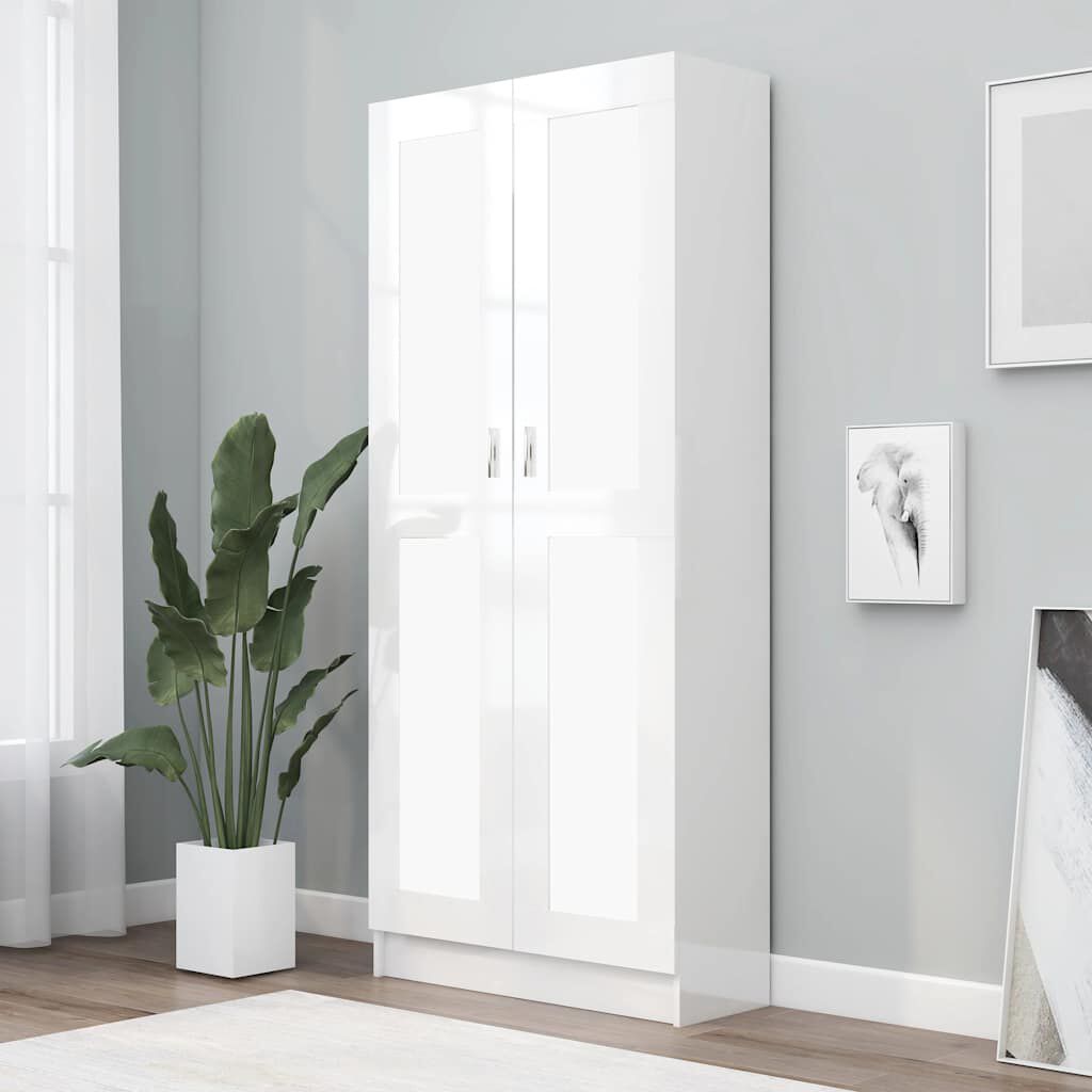 Bibliotecă, alb, 82,5x30,5x185,5 cm, lemn prelucrat