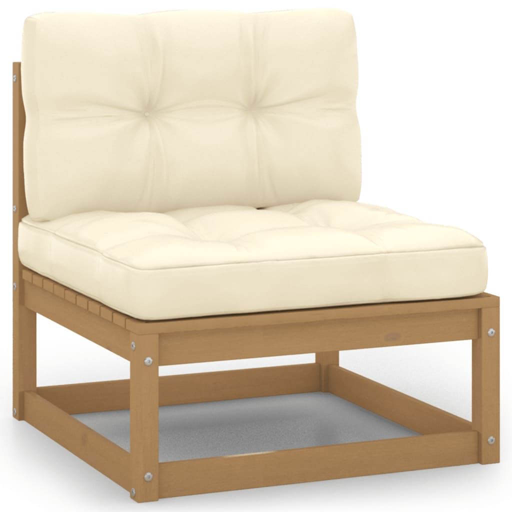 Set mobilier grădină cu perne 2 piese, maro miere lemn masiv pin