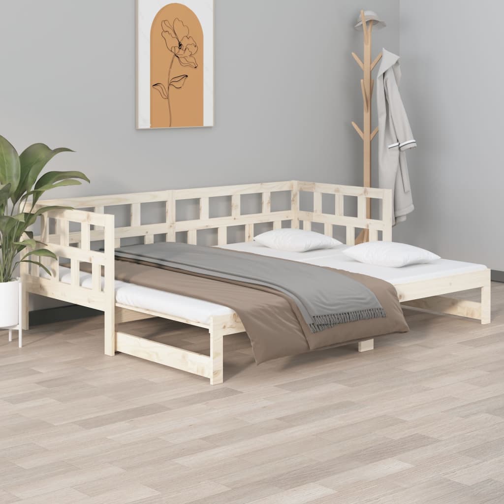 Pat extensibil de zi, 2x(90x190) cm, lemn masiv de pin