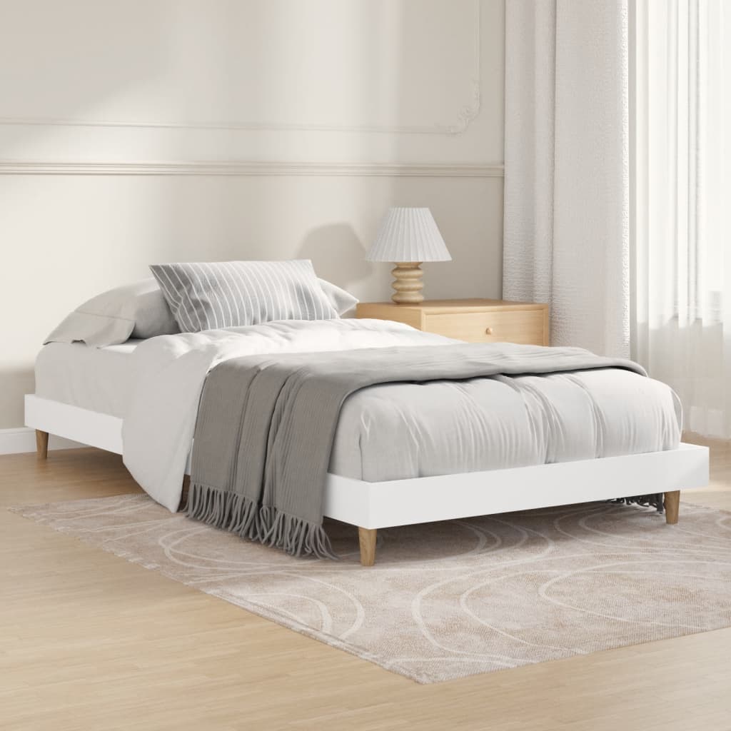 Cadru pat fără saltea alb 100x200 cm lemn prelucrat