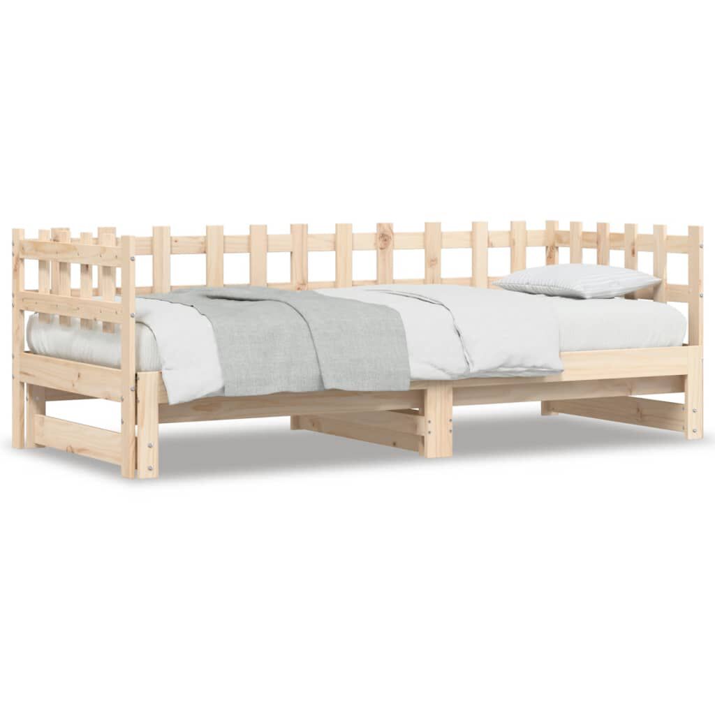 Pat de zi extensibil, 2x(90x200) cm, lemn masiv de pin