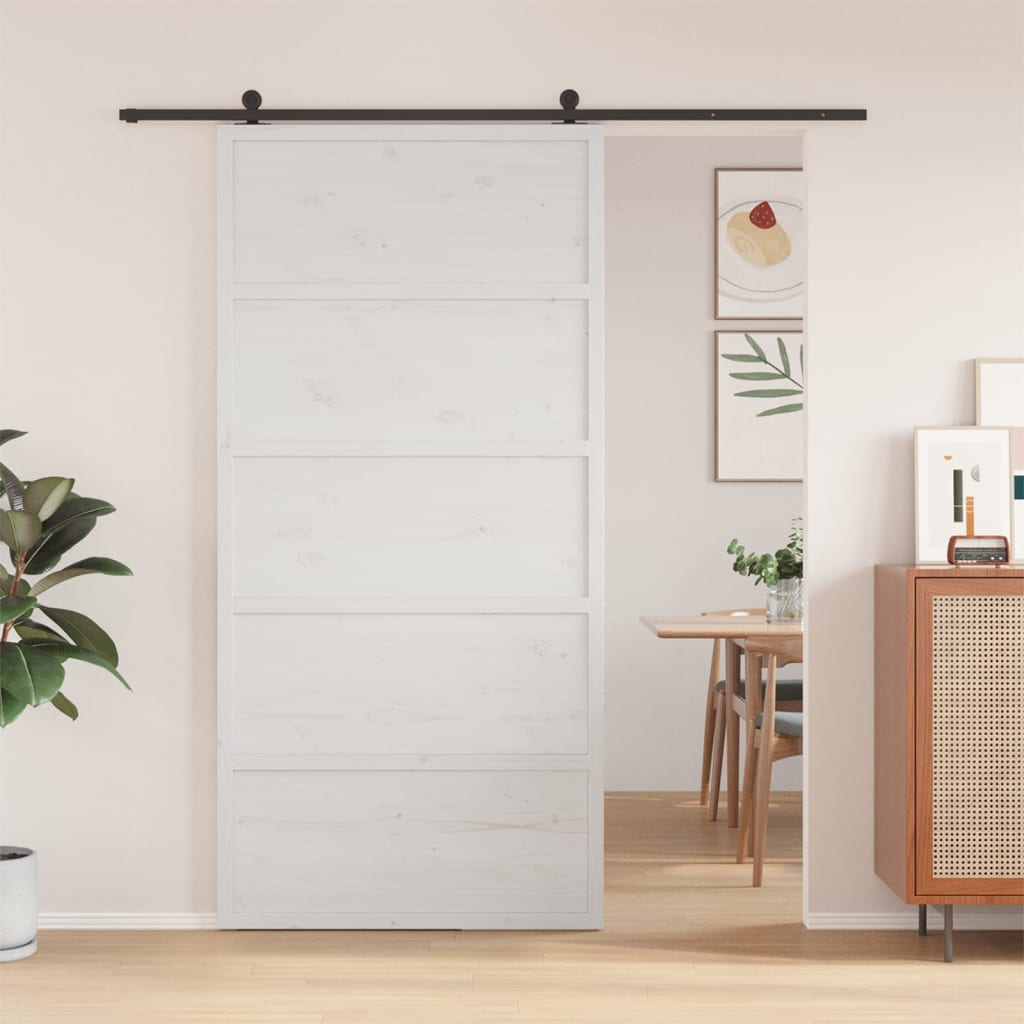 Ușă  albă 90x208 cm ,lemn masiv de pin