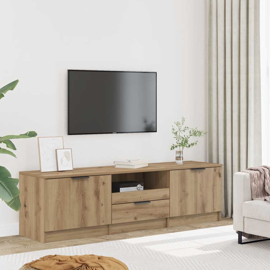 Comodă TV din stejar artizanal 140x35x40 cm, lemn stratificat