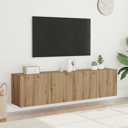 Comodă TV de perete, 2 buc. stejar artizanal, 80x30x41 cm