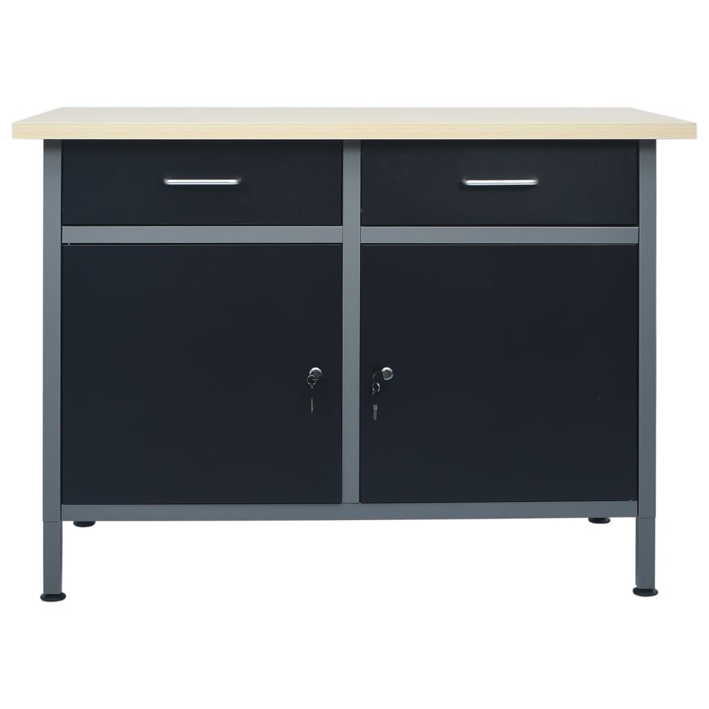 Banc de lucru, negru, 120 x 60 x 85 cm, oțel