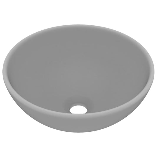 Chiuvetă baie lux, gri deschis mat, 32,5x14cm, ceramică, rotund