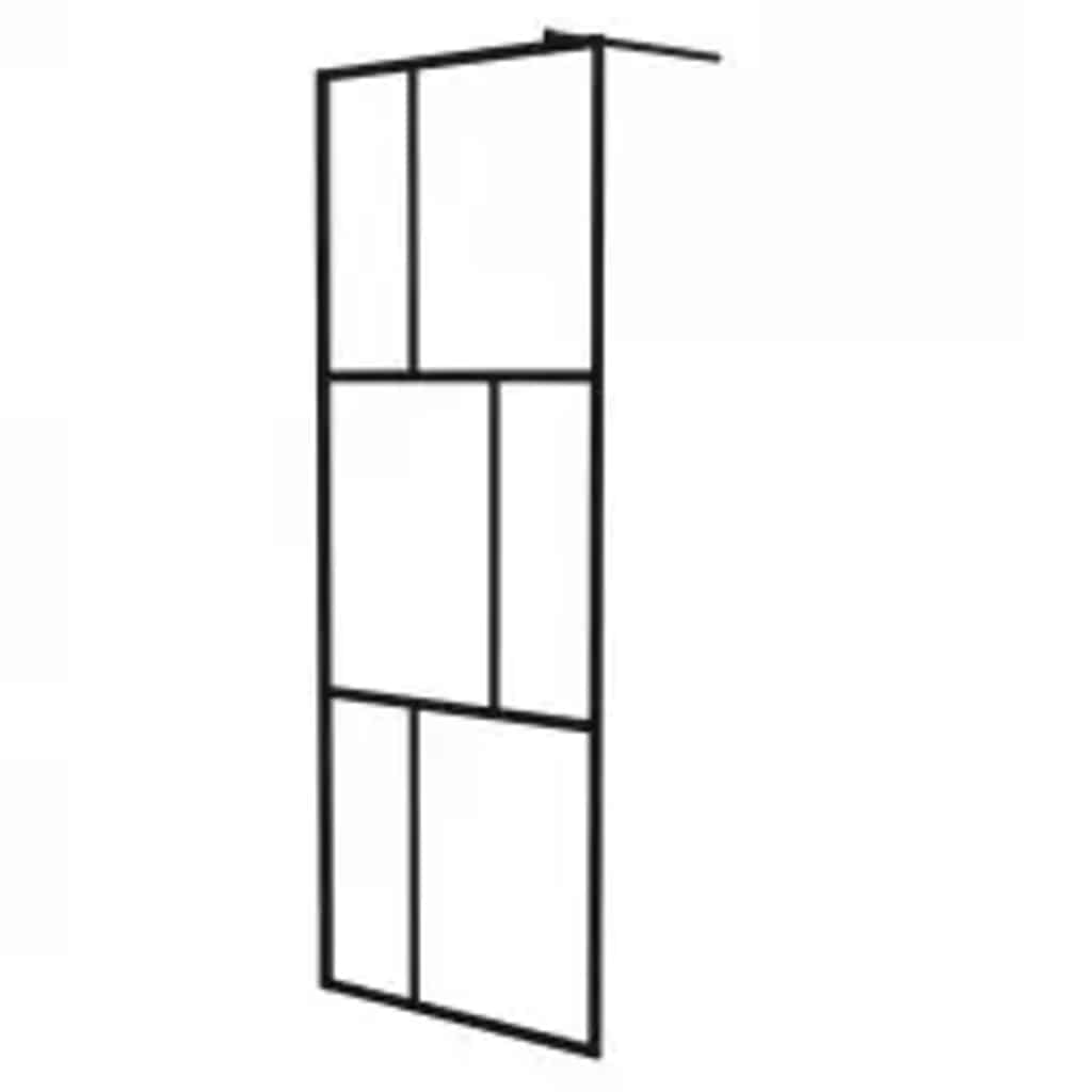 Paravan de duș walk-in, negru, 80x195 cm, sticlă securizată