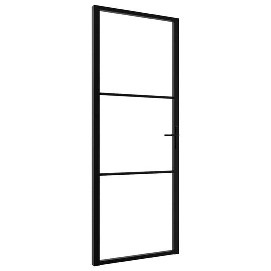 Ușă de interior, negru, 76x201,5 cm, sticlă ESG și aluminiu