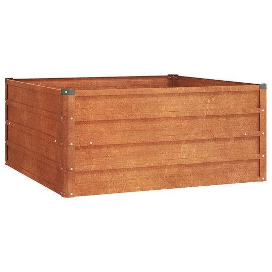 Strat înălțat de grădină, ruginiu, 100x100x45 cm, oțel corten