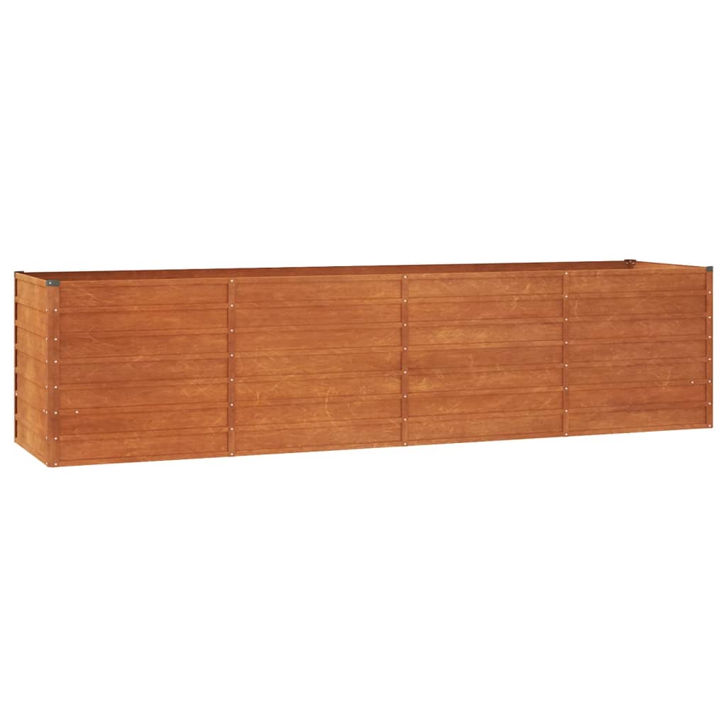 Strat înălțat de grădină, ruginiu, 320x80x77 cm, oțel corten