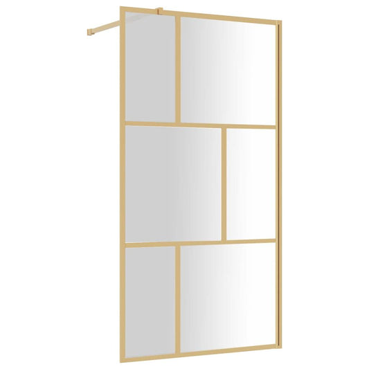 Paravan duș walk-in, auriu, 100x195 cm, sticlă ESG transparentă