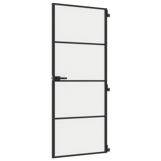 Ușă de interior negru 83x201,5 cm sticlă securiz./aluminiu slim