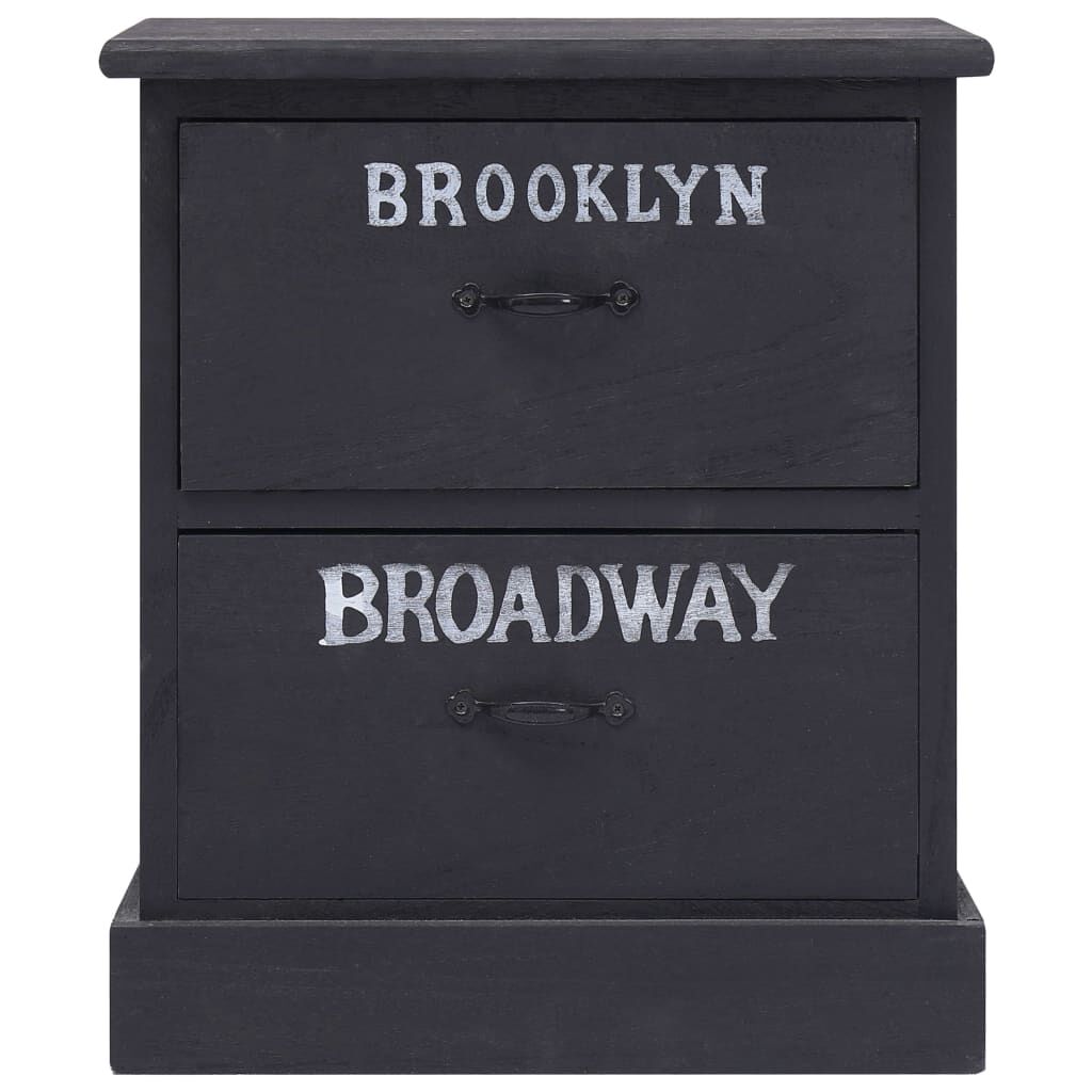 Noptieră, negru, 38 x 28 x 45 cm, lemn de paulownia