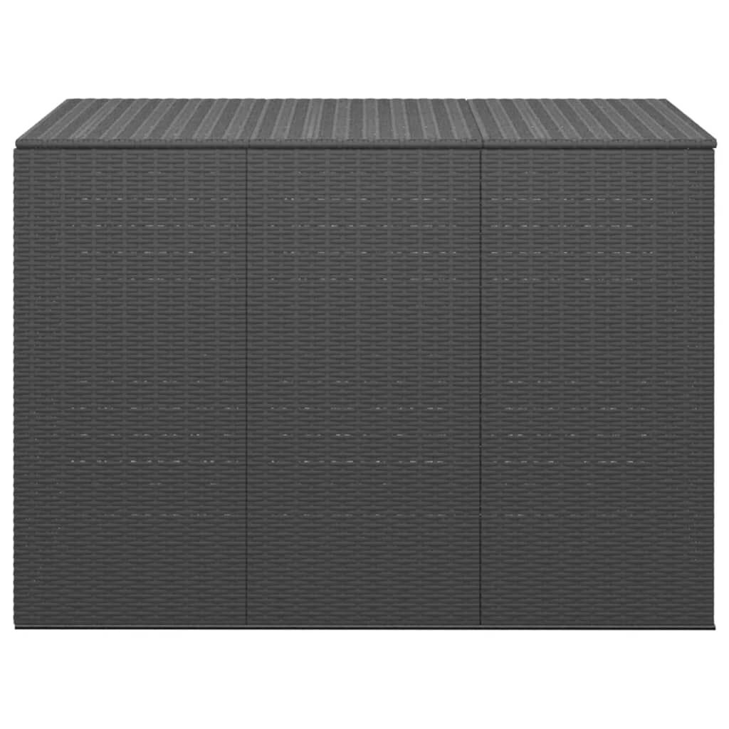 Ladă de perne pentru grădină, negru, 145x100x103 cm, PE ratan