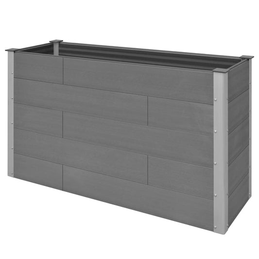 Pat de grădină înălțat, gri, compozit lemn-plastic, aluminiu