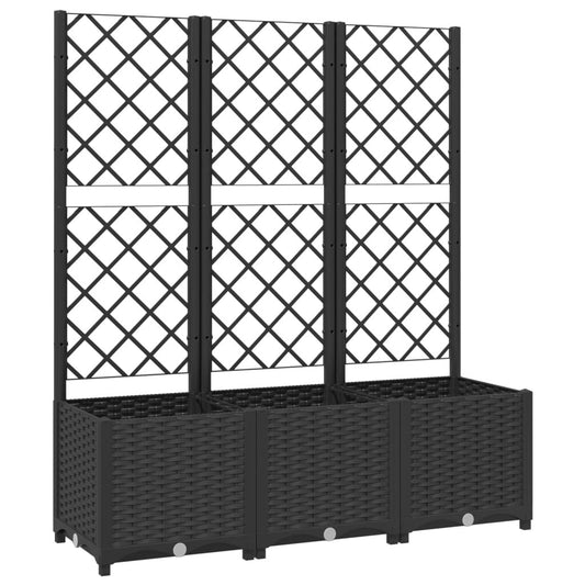 Jardinieră de grădină cu spalier negru, 120x40x136 cm, PP
