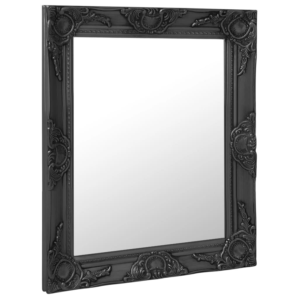 Oglindă de perete în stil baroc, negru, 50 x 60 cm