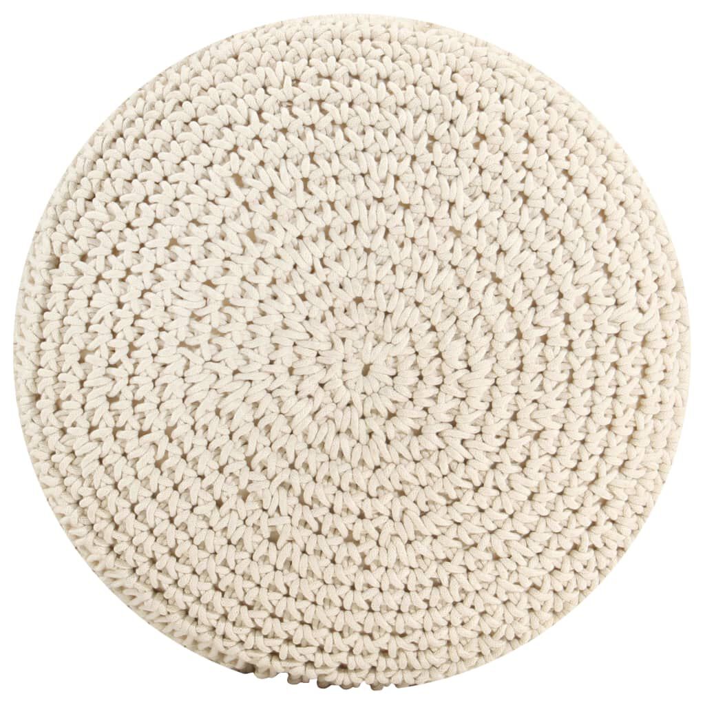 Taburet puf macrame lucrat manual, 45 x 30 cm, bumbac