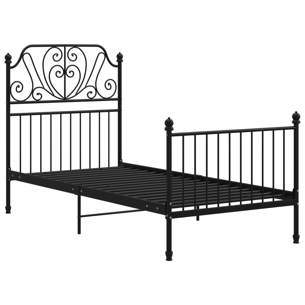 Cadru de pat, negru, 90x200 cm, metal