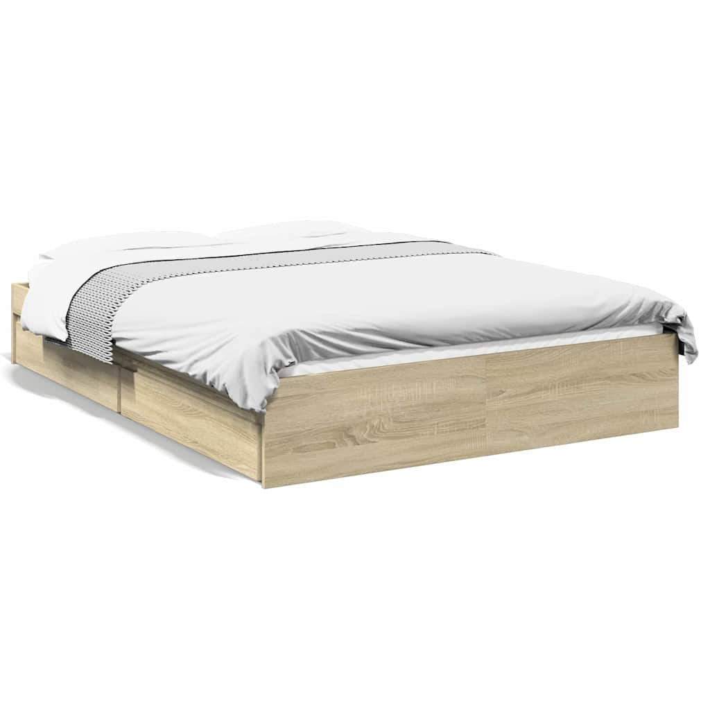 Cadru de pat cu sertare stejar sonoma 150x200 cm lemn prelucrat