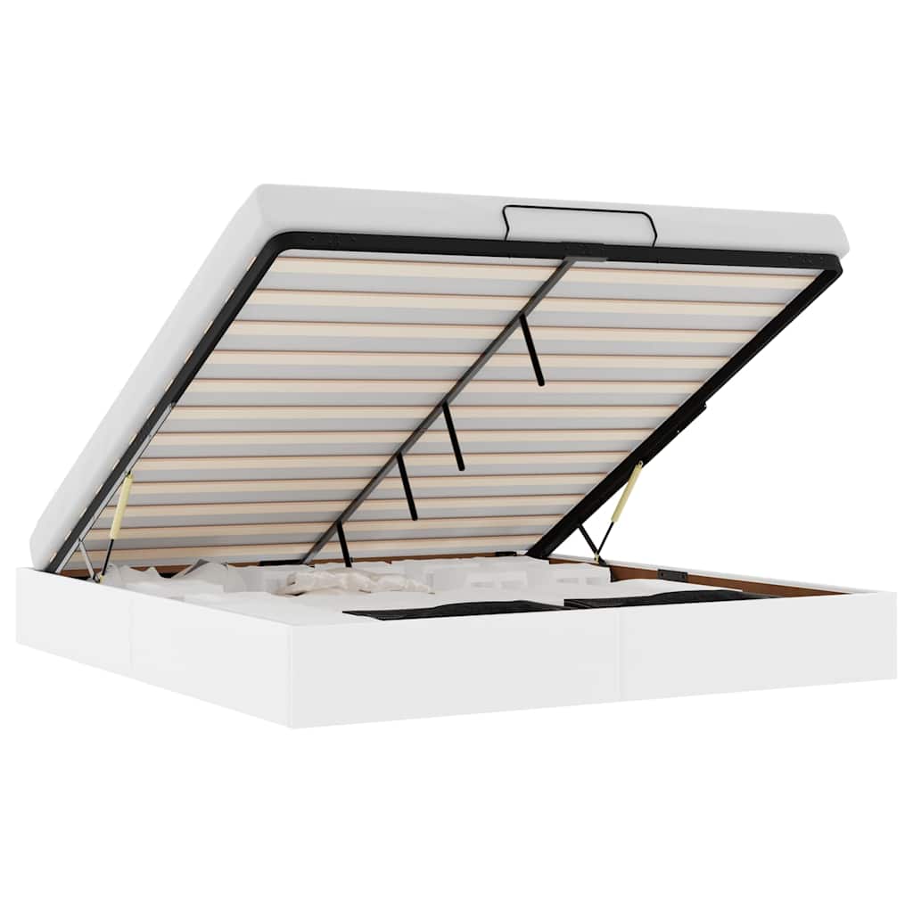 Cadru de pat otoman fără saltea alb 180x200cm piele artificială