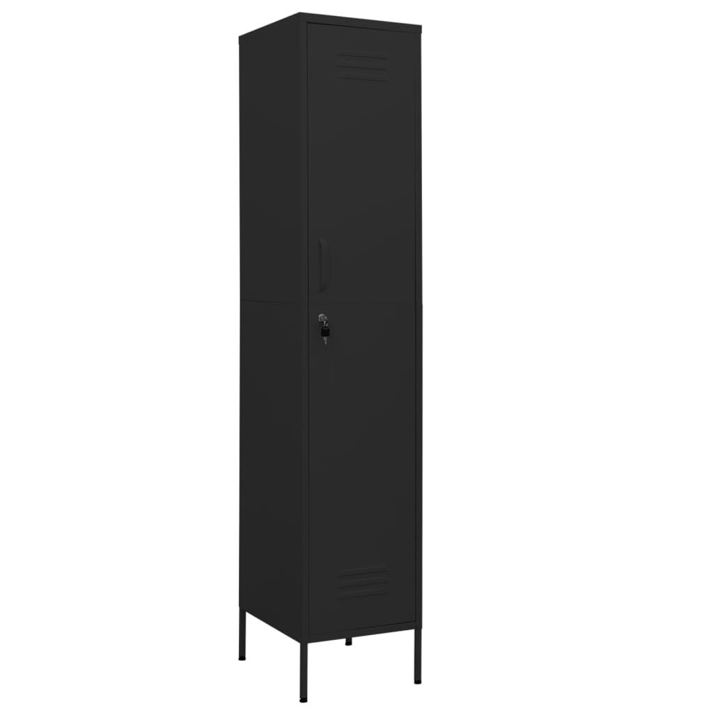 Dulap vestiar, negru, 35x46x180 cm, oțel