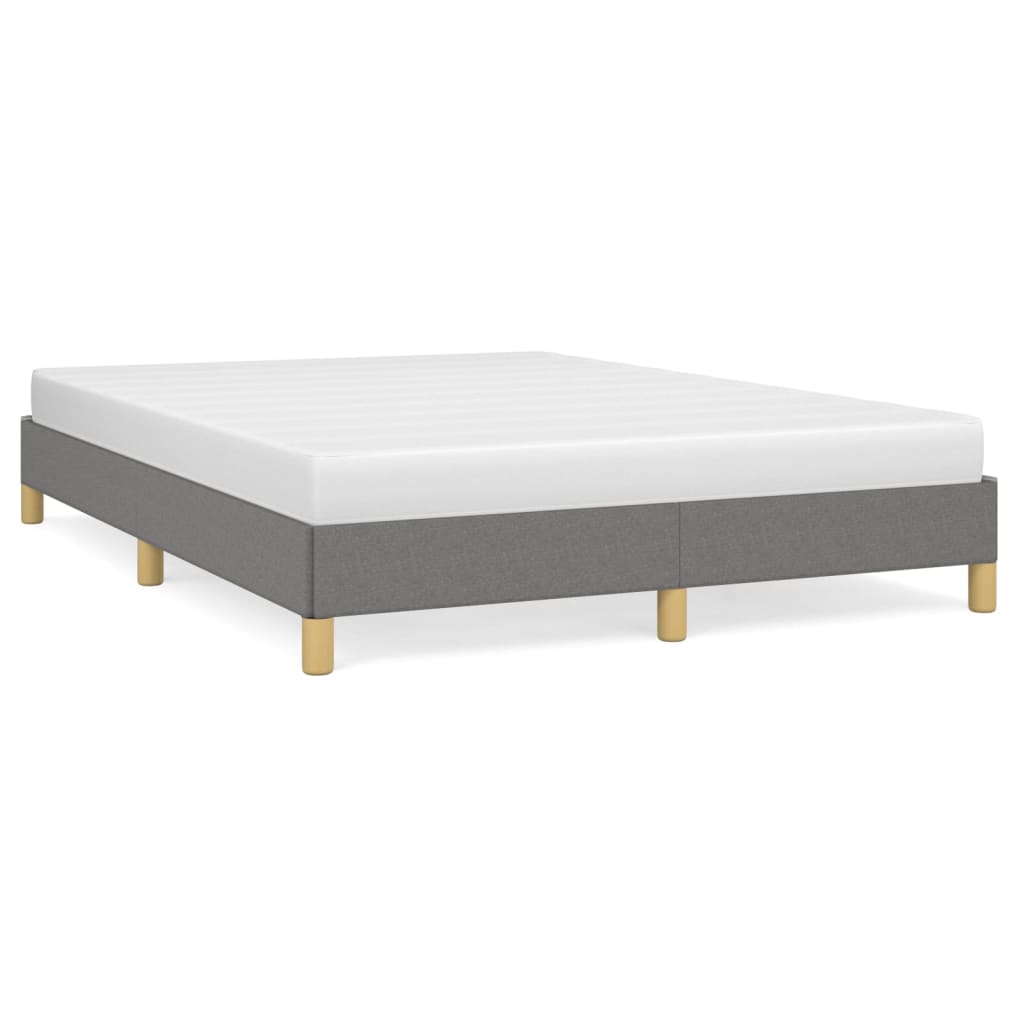 Cadru de pat fără saltea, gri închis, 140x190 cm, textil