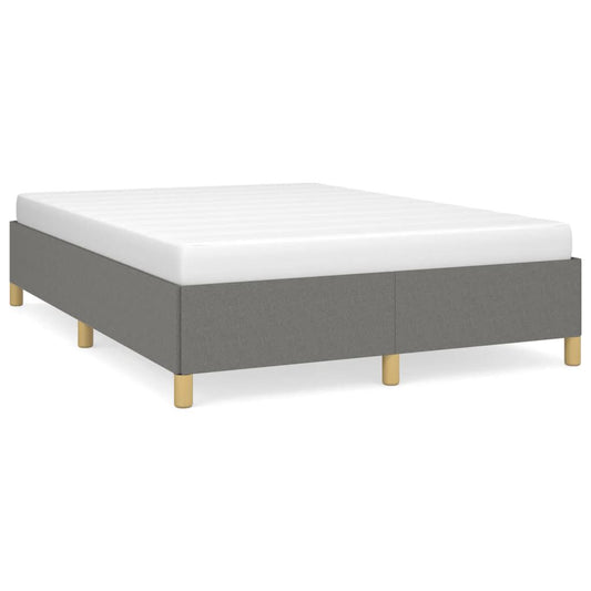 Cadru de pat fără saltea, gri închis, 140x190 cm, textil