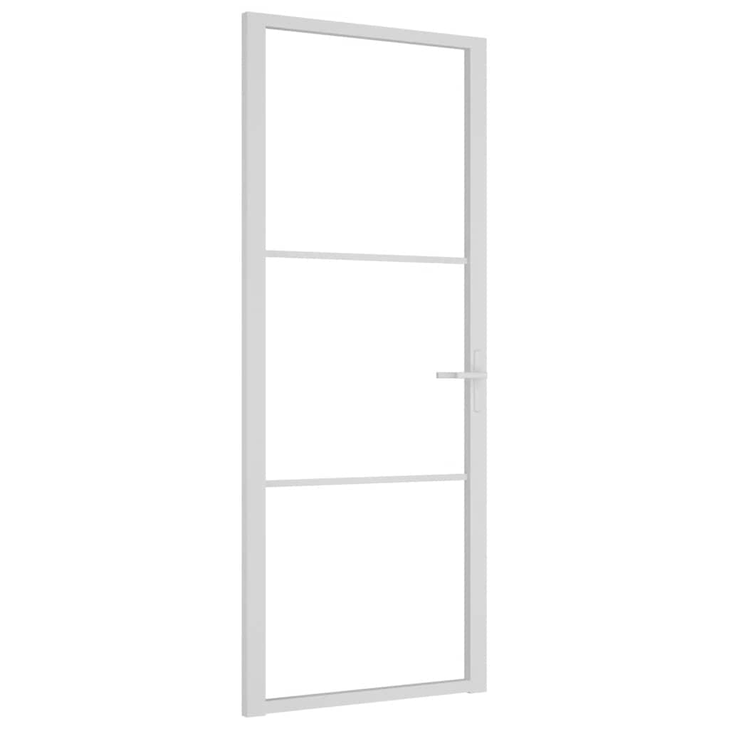 Ușă de interior, 83x201,5 cm, alb, sticlă ESG și aluminiu
