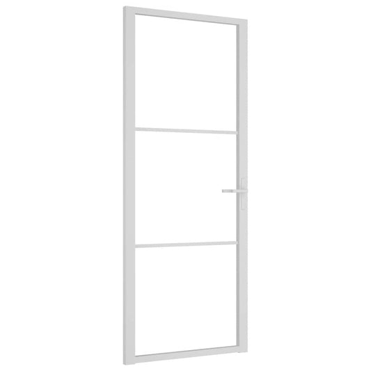 Ușă de interior, 83x201,5 cm, alb, sticlă ESG și aluminiu