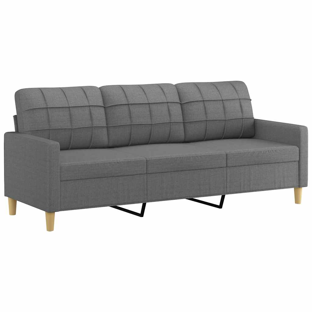Canapea cu 3 locuri, gri închis, 180 cm, material textil