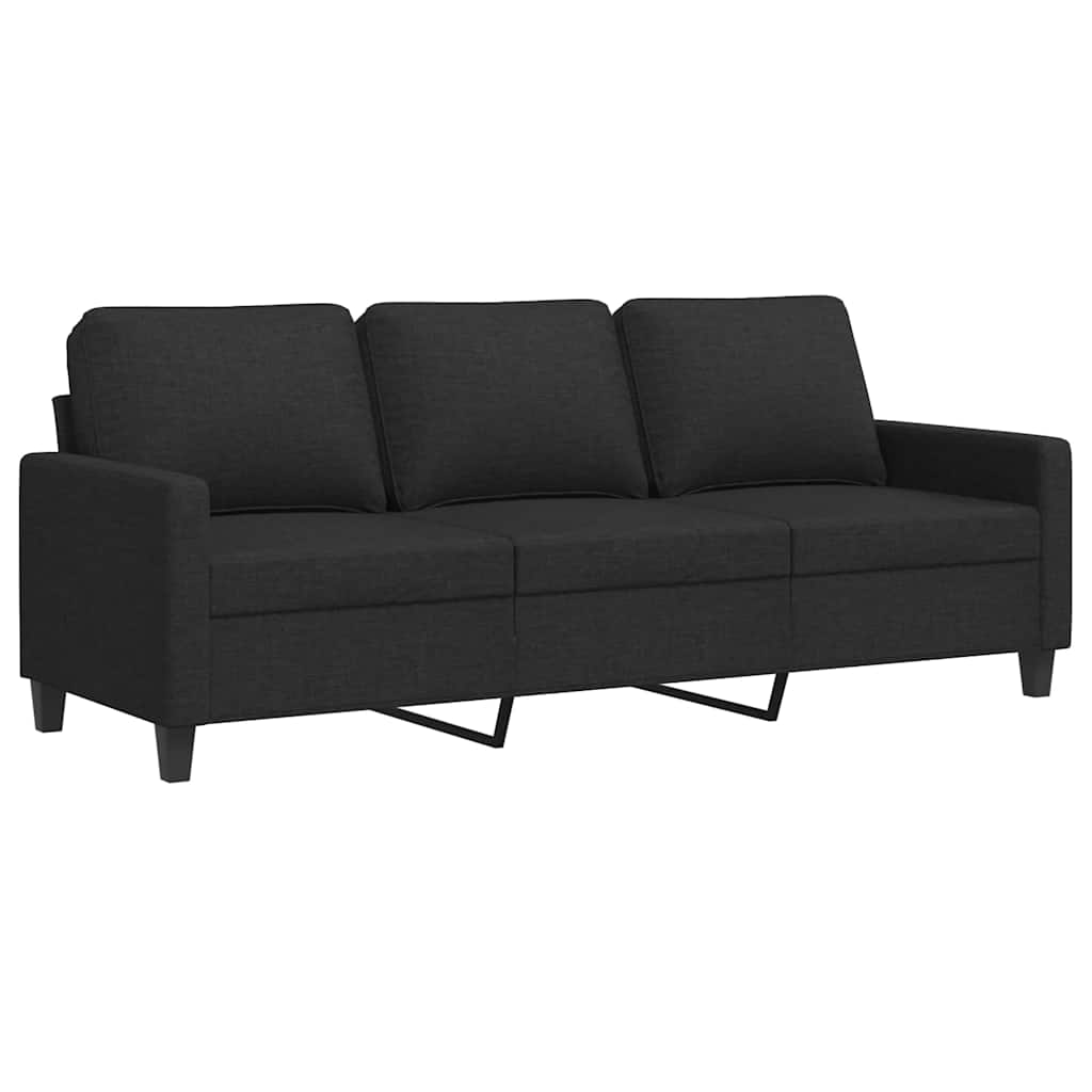 Canapea cu 3 locuri, negru, 180 cm, material textil