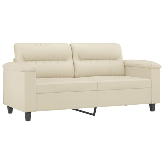 Canapea cu 2 locuri, crem, 140 cm, piele ecologică