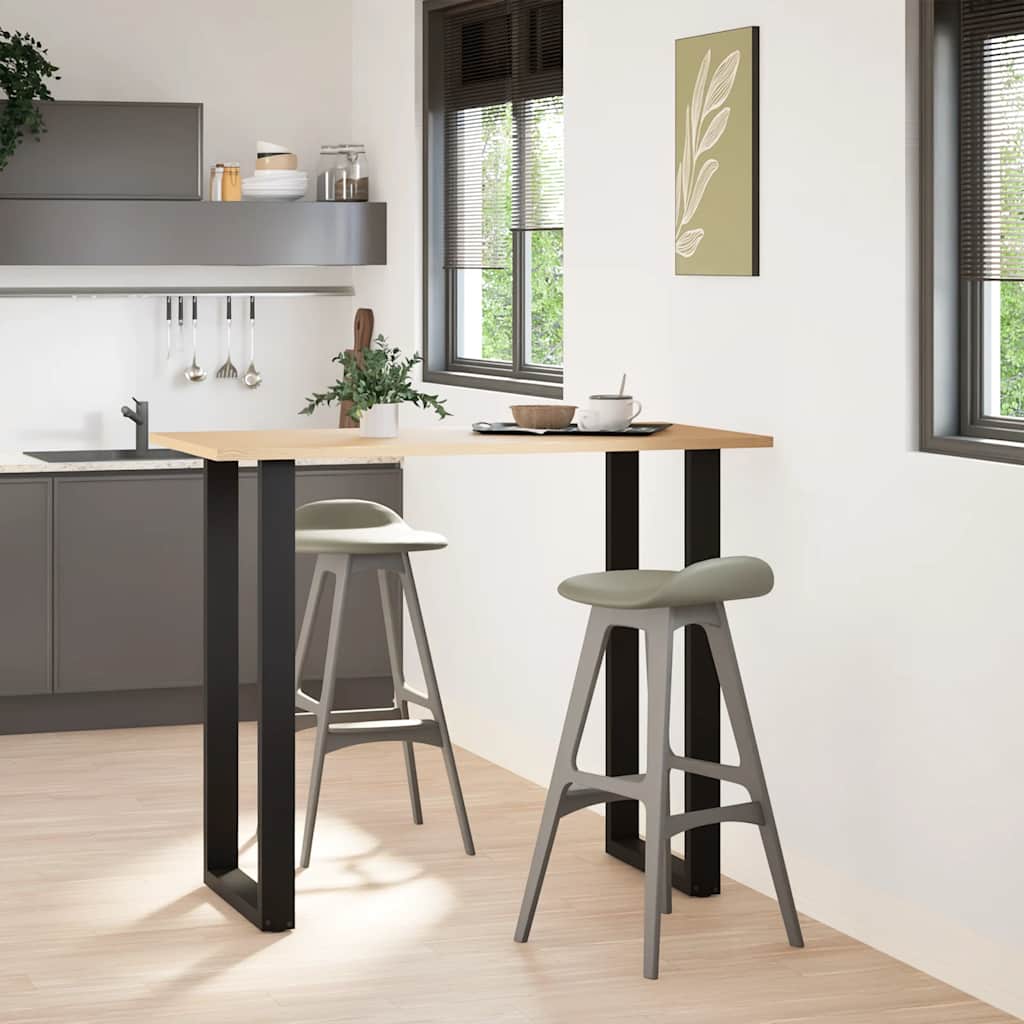 Picioare de masă de bar în formă de U, 2 buc., negru, 60 x (110-111) cm, oțel