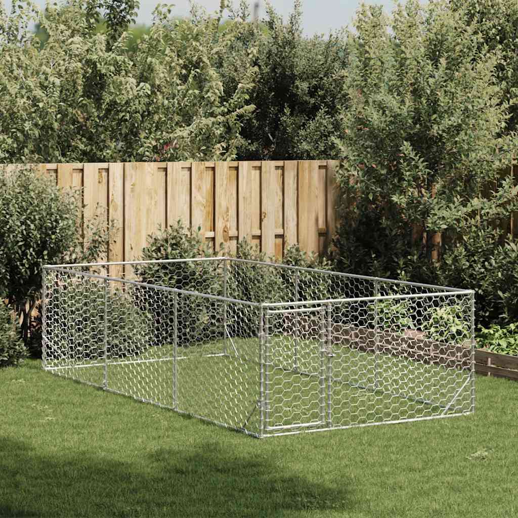 Cușcă pentru câini de exterior cu ușă 2x4x1 m, oțel galvanizat