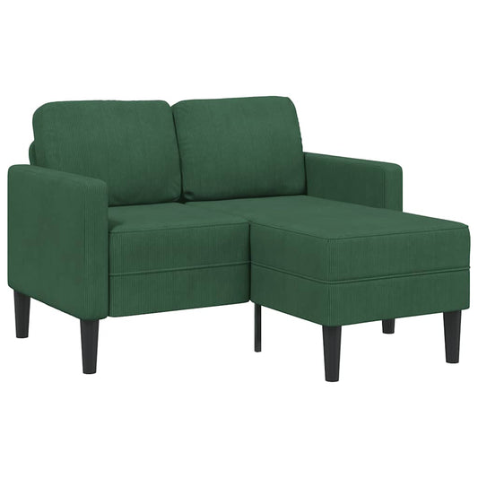 Canapea cu 2 locuri cu șezlong în formă L verde junglă 125cm in