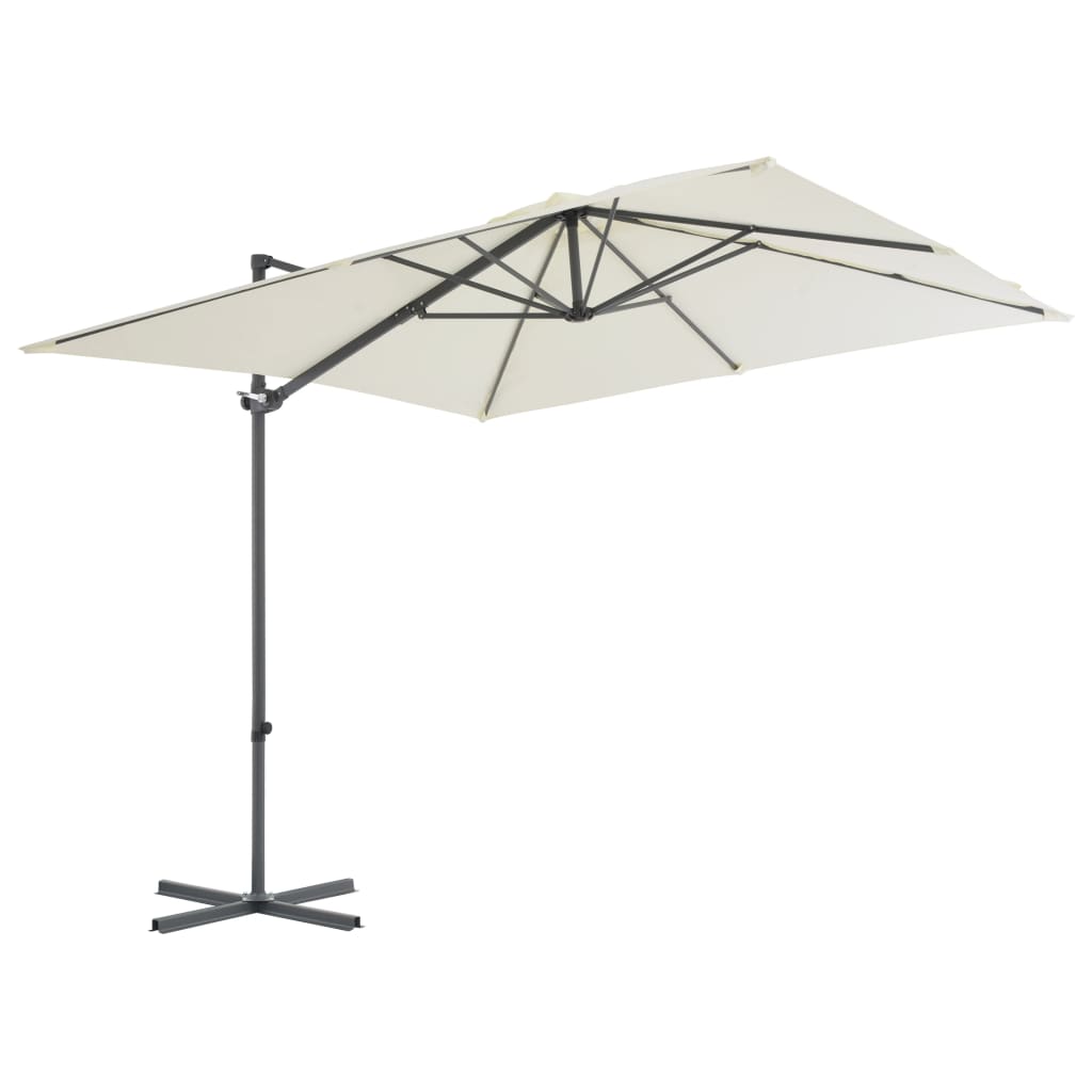 Umbrelă în consolă cu stâlp din oțel, nisipiu, 250x250 cm