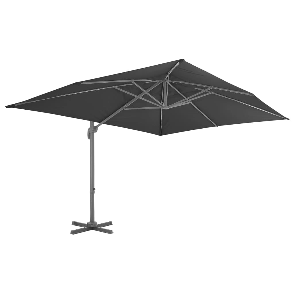 Umbrelă de grădină cu consolă și stâlp din aluminiu, antracit, 400x300 cm