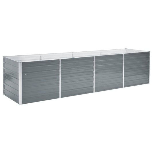 Strat înălțat de grădină, gri, 320x80x77 cm, oțel galvanizat