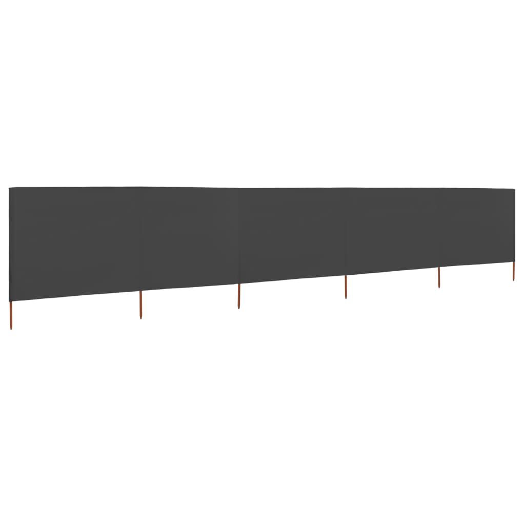 Paravan anti-vânt cu 5 panouri, antracit, 600 x 80 cm, textil