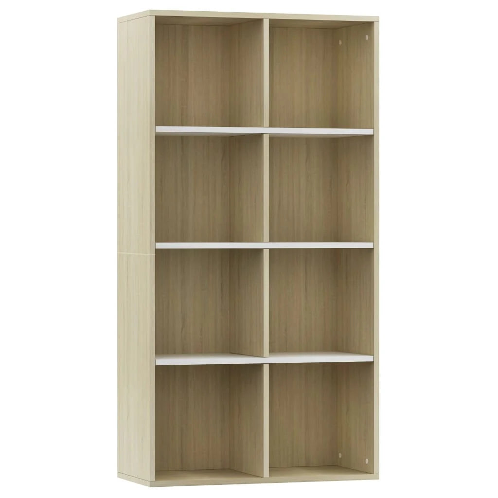 Bibliotecă/Servantă, alb și stejar sonoma, 66x30x130 cm, PAL