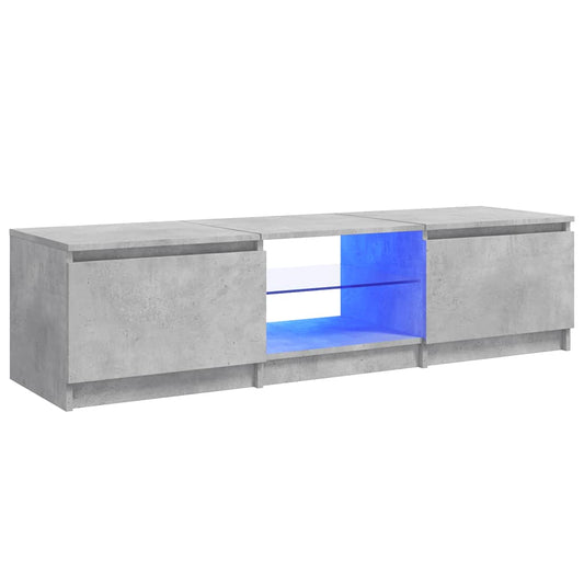 Comodă TV cu lumini LED, gri beton, 140x40x36 cm
