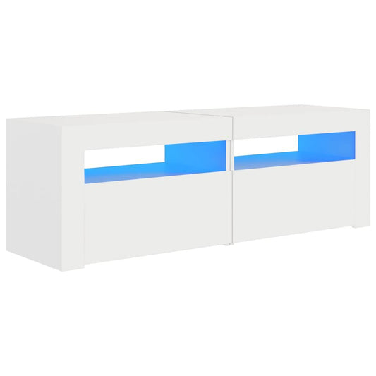Comodă TV cu lumini LED, alb, 120x35x40 cm