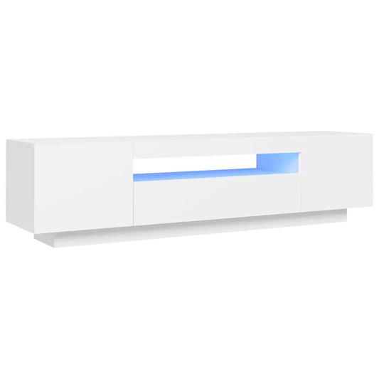 Comodă TV cu lumini LED, alb, 160x35x40 cm