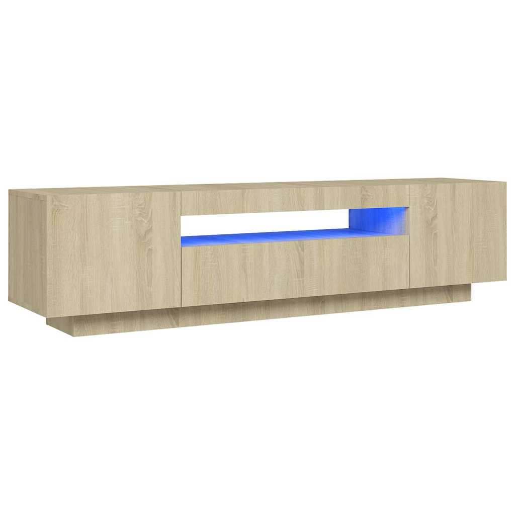 Comodă TV cu lumini LED, stejar sonoma, 160x35x40 cm