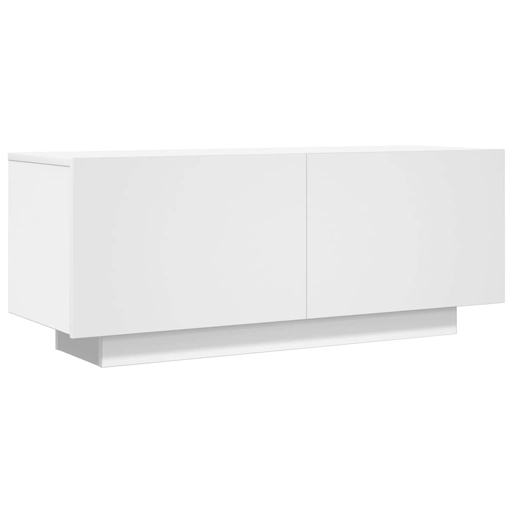 Comodă TV, alb extralucios , 100x35x40 cm, lemn prelucrat
