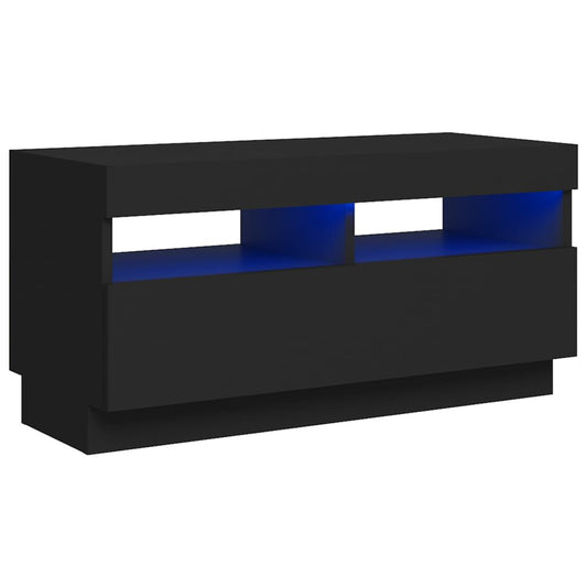 Comodă TV cu lumini LED, negru, 80x35x40 cm